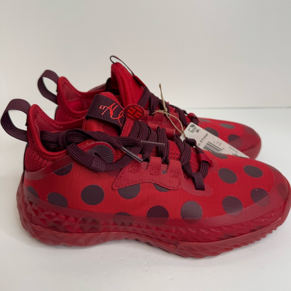 New ADIDAS Harden Vol 5 Futurenatural Red Polka Dot Basketball Shoes Mens 4.5